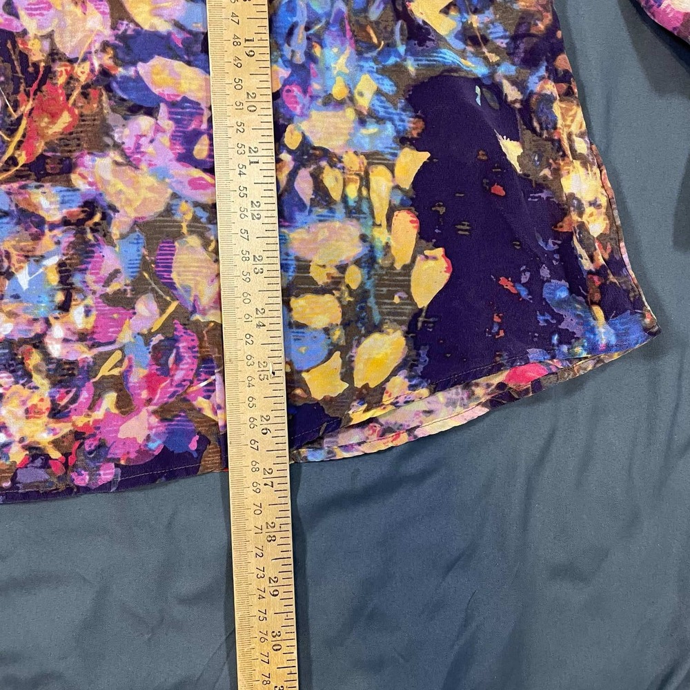 Coldwater Creek 100% Silk Floral Blouse Multi Color Abstract Print Top 1X 18 - Picture 6 of 9